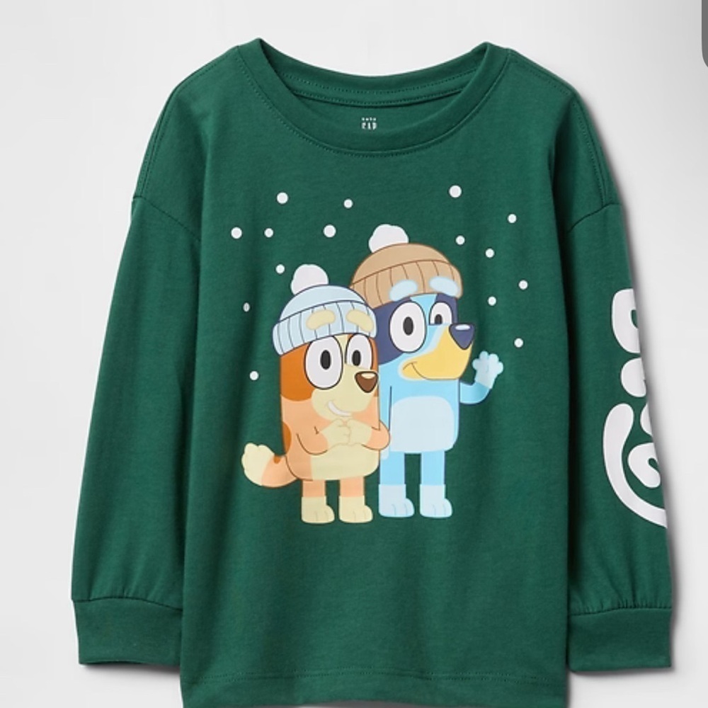 GAP Kids Green Long Sleeve Tee with Cartoon Pals